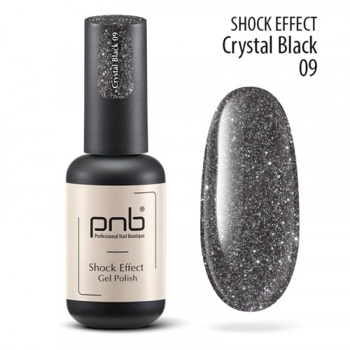 Цветной гель-лак PNB Shock Effect №09 Crystal Black, 8 мл