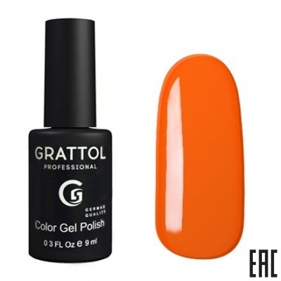 Цветной гель-лак для ногтей оранжевый Grattol №029 Orange Red, 9 мл