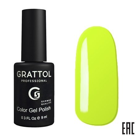 Цветной гель-лак для ногтей зеленый Grattol №035 Pastel Lemon, 9 мл