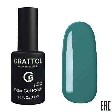 Цветной гель-лак для ногтей изумрудный Grattol №038 Celadon, 9 мл