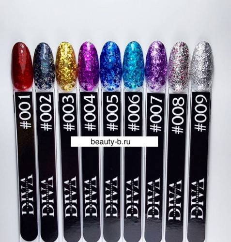 Цветной гель-лак для ногтей Diva Glitter Gel №2, 5 мл