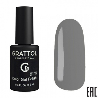Цветной гель-лак для ногтей серый Grattol Graphite 173, 9 мл