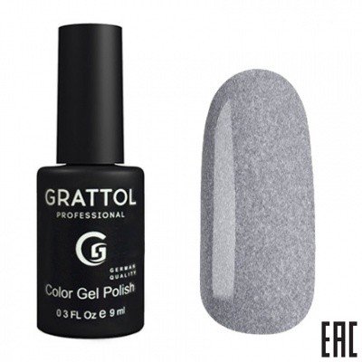 Цветной гель-лак для ногтей серый Grattol Iron 174, 9 мл