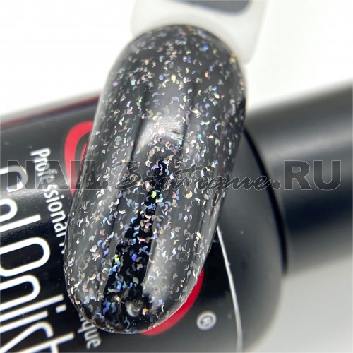 Цветной гель-лак для ногтей черный PNB Black & White Diamonds №204 Black Diamond, 8 мл