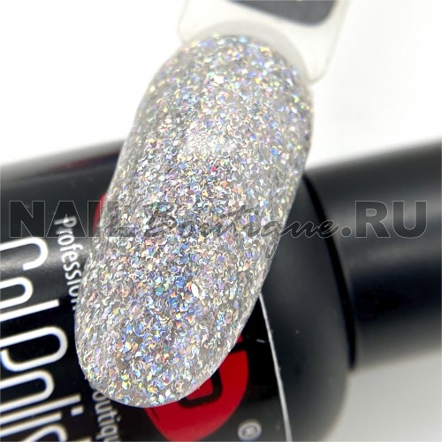 Цветной гель-лак для ногтей серебряный PNB Black & White Diamonds №205 White Diamond