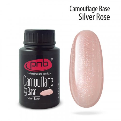 База для ногтей камуфлирующая (цветная) PNB Camouflage Base Silver Rose, 30 мл