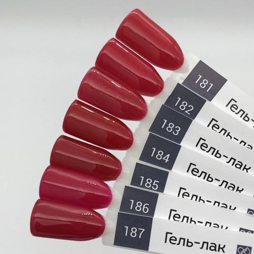 Цветной гель-лак для ногтей красный PASHE №183 "Малиновое сияние", 9мл