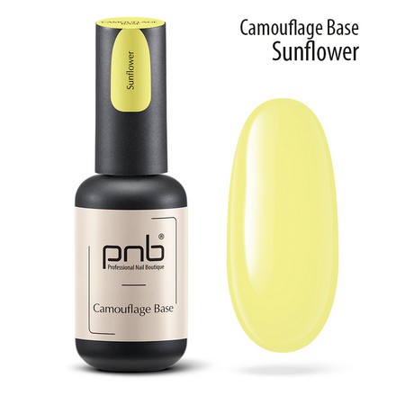 База для ногтей камуфлирующая (цветная) PNB Camouflage Base Sunflower, 8 мл