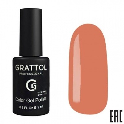 Цветной гель-лак для ногтей оранжевый Grattol Orange 184, 9 мл