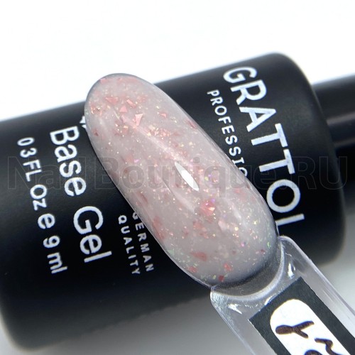 База для ногтей камуфлирующая (цветная) Grattol Rubber Base Glitter №21 No Hema, 9 мл