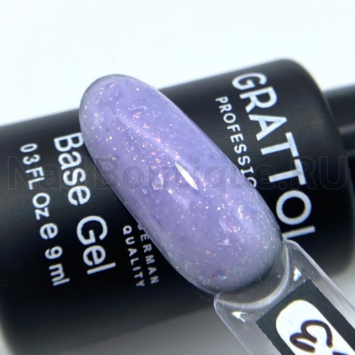 База для ногтей камуфлирующая (цветная) Grattol Rubber Base Glitter №23 No Hema, 9 мл