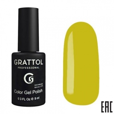 Цветной гель-лак для ногтей желтый Grattol Chartreuse 189, 9 мл