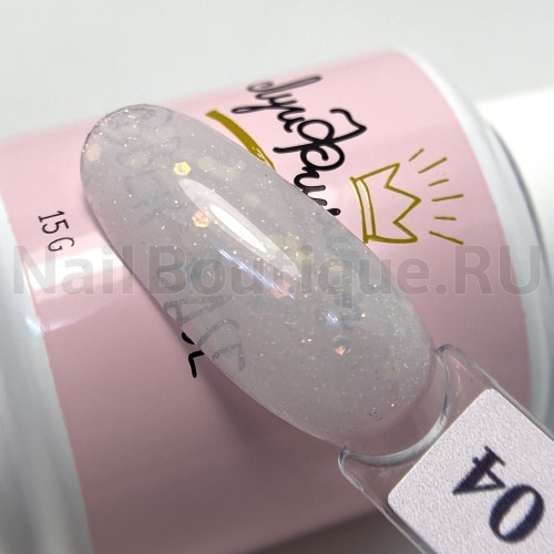 База для ногтей камуфлирующая (цветная) Луи Филипп Base Rubber Crystal №04, 15 мл