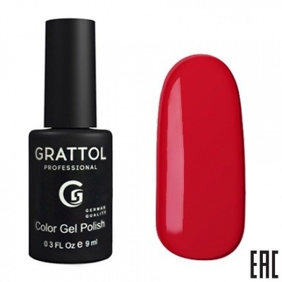 Цветной гель-лак для ногтей красный Grattol Cherry Red 082, 9 мл