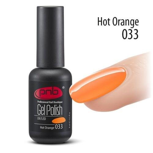Цветной гель-лак для ногтей PNB Basic Collection №033 Hot Orange, 8 мл