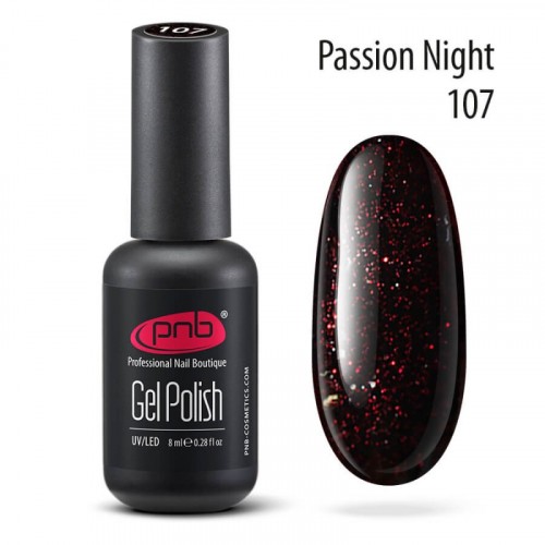 Цветной гель-лак для ногтей бордовый PNB Love Is №107 Passion Night, 8 мл