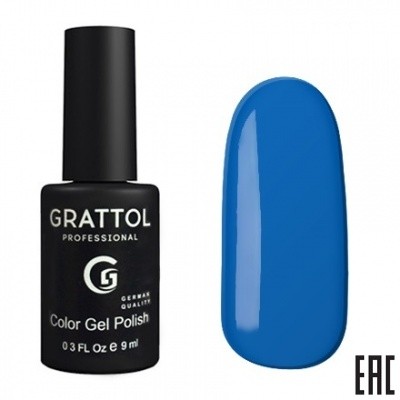 Цветной гель-лак для ногтей голубой Grattol Azure 088, 9 мл