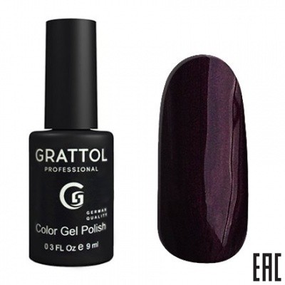 Цветной гель-лак для ногтей фиолетовый Grattol Dark Sangria 093, 9 мл