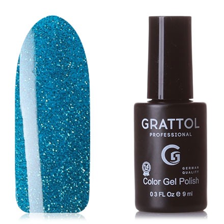 Цветной гель-лак для ногтей голубой светоотражающий Grattol Bright Neon №08, 9 мл