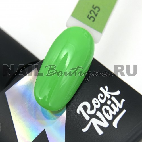 Цветной гель-лак для ногтей зеленый RockNail Party Hard №525 Bong, 10 мл