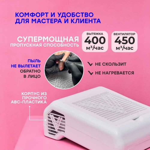 Маникюрная вытяжка Verakso Mira (настольная, 46 Вт. 400 м3/час, 66 Дб)