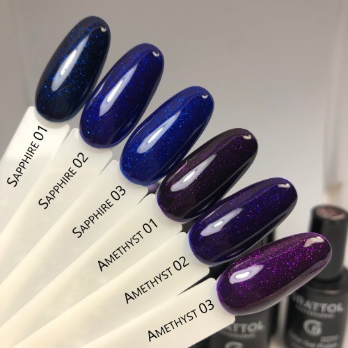 Цветной гель-лак для ногтей фиолетовый Grattol Amethyst 01, 9 мл