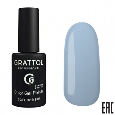 Цветной гель-лак для ногтей голубой Grattol Pale 118, 9 мл