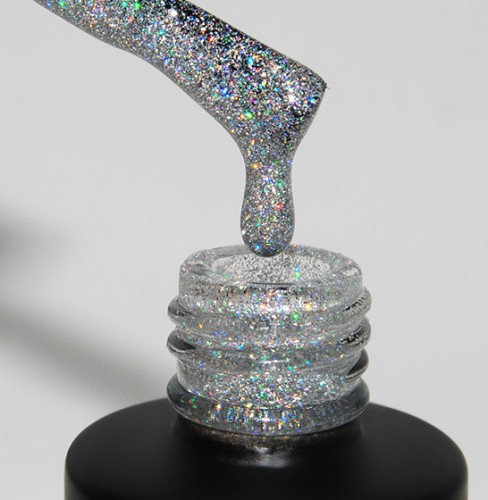 Цветной гель-лак для ногтей серебряный Grattol Diamond 01, 9 мл