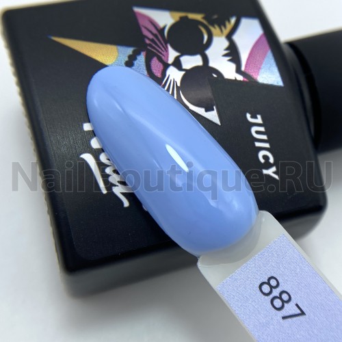 Цветной гель-лак для ногтей голубой RockNail Juicy №887 Bling Bling, 10 мл