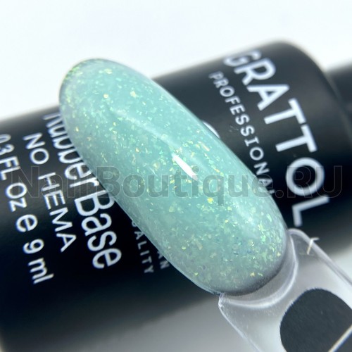 База для ногтей камуфлирующая (цветная) Grattol Rubber Base Glitter №17 No Hema, 9 мл
