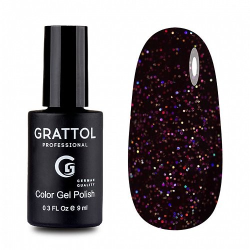 Цветной гель-лак для ногтей черный Grattol Diamond 04, 9 мл