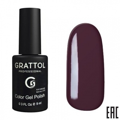 Цветной гель-лак для ногтей фиолетовый Grattol №009 Burgundy, 9 мл