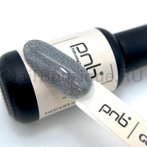 Цветной гель-лак для ногтей серебряный светоотражающий PNB Shock Effect №01 Silver, 8 мл