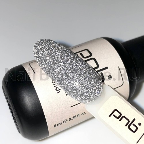 Цветной гель-лак для ногтей серебряный светоотражающий PNB Shock Effect №01 Silver, 8 мл