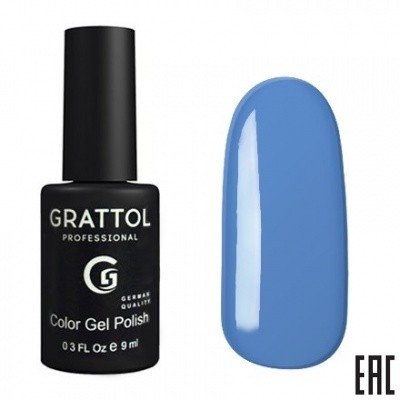 Цветной гель-лак для ногтей голубой Grattol №013 Light Blue, 9 мл