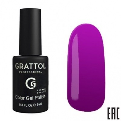 Цветной гель-лак для ногтей фиолетовый Grattol №130 Dark Fuchsia, 9 мл