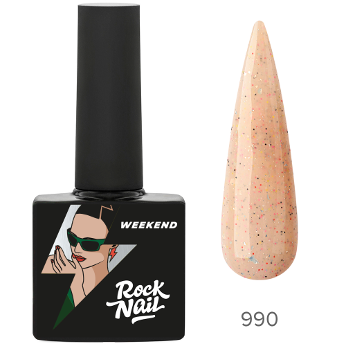 Цветной гель-лак для ногтей RockNail Weekend №990 Disco 2000, 10 мл