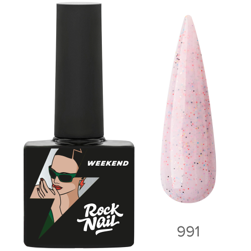 Цветной гель-лак для ногтей RockNail Weekend №991 Pink Flip Phone, 10 мл